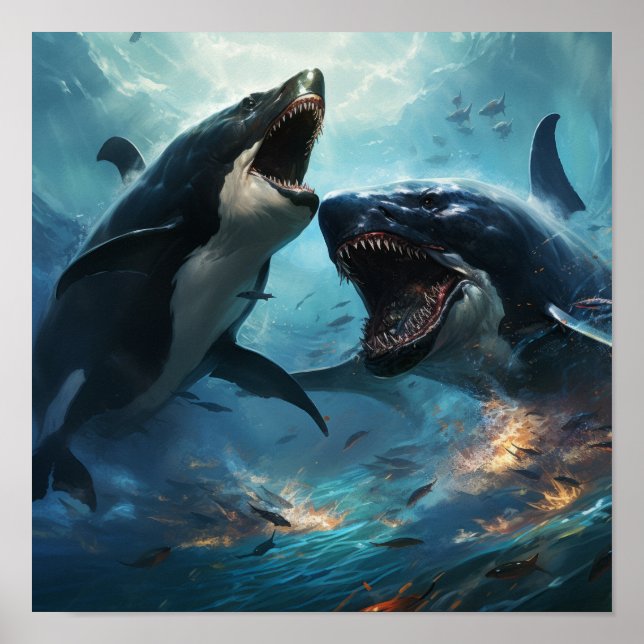 Orca vs Kraken Poster - Epic Battle of the Ocean G (Front)
