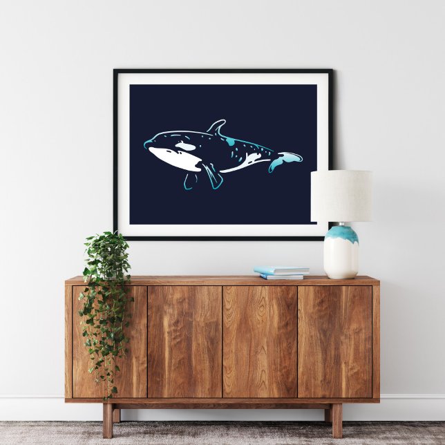 Orca Wall Art Poster Print | Sea Creatures Coastal (Killer Whale Print | Killer Whale Wall Print by TinkPrints)
