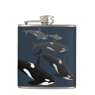 Orca Whale Art Flask Custom Orca Whale Drink Flask