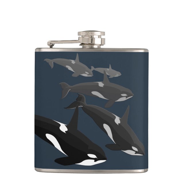Orca Whale Art Flask Custom Orca Whale Drink Flask (Front)