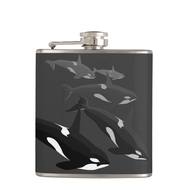Orca Whale Art Flask Custom Orca Whale Drink Flask (Front)
