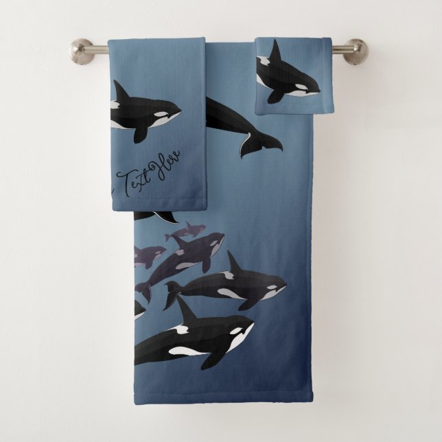 Orca Whale Bath Sets Killer Whales Bathroom Towels (Insitu)