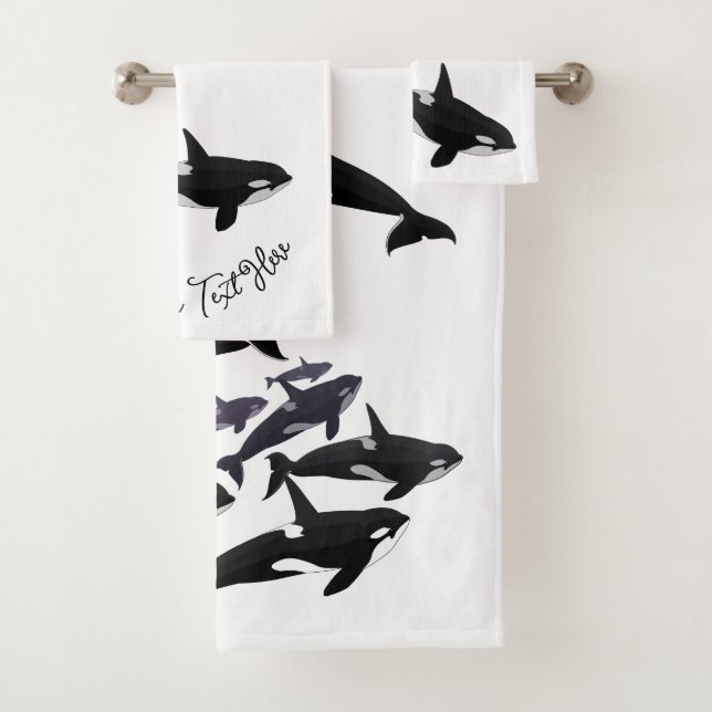 Orca Whale Bath Sets Killer Whales Bathroom Towels (Insitu)