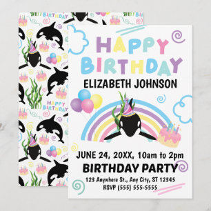 Orca Whale Birthday Invitation