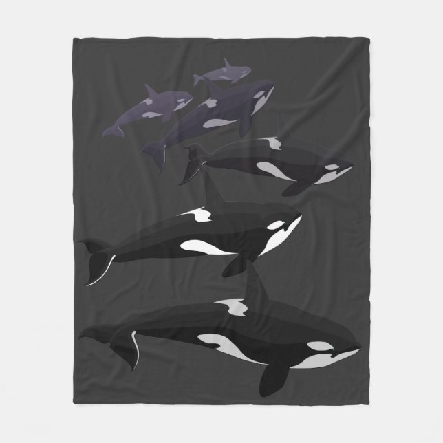 Orca Whale Blanket Killer Whale Fleece Blankets (Front)