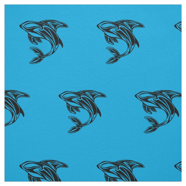 Orca Whale Blue Pattern Fabric (Swatch)