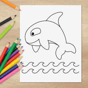 Orca Whale Colouring Page Rubber Stamp