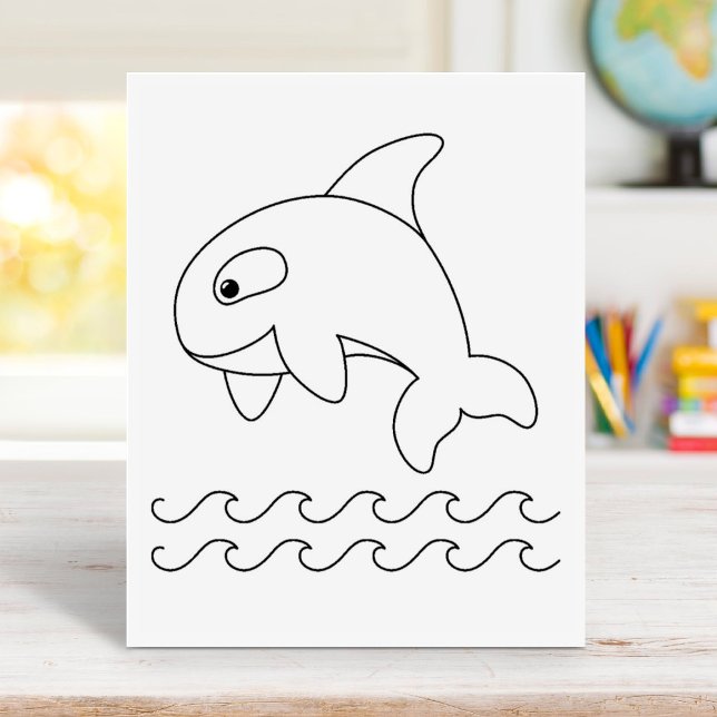 Orca Whale Colouring Page Rubber Stamp (Creator Uploaded)