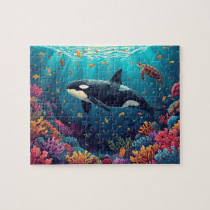 Orca Whale Coral Reef Underwater Art Jigsaw Puzzle