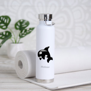 Orca Whale Custom Name Water Bottle