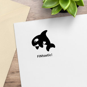 Orca Whale FINtastic (fantastic) 1x1 Rubber Stamp
