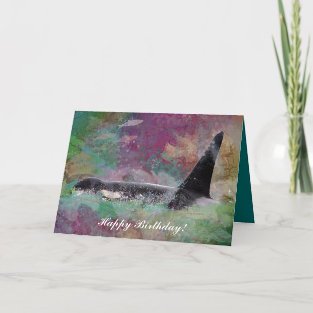 Orca Whale Greeting Card Birthday, Well, BonVoyage (Front)