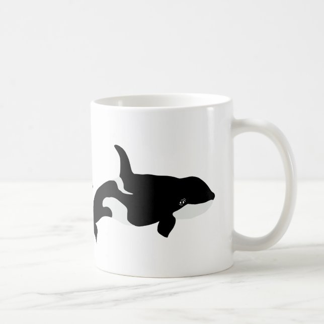Orca Whale Illustration Cetacea White Coffee Mug (Right)