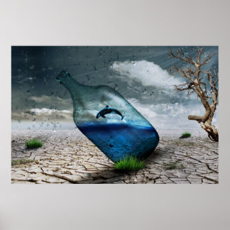 Orca Whale in a Bottle Nature Wall Poster