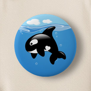 Orca Whale in Ocean 6 Cm Round Badge