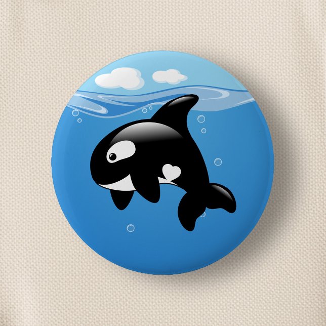 Orca Whale in Ocean 6 Cm Round Badge (Creator Uploaded)