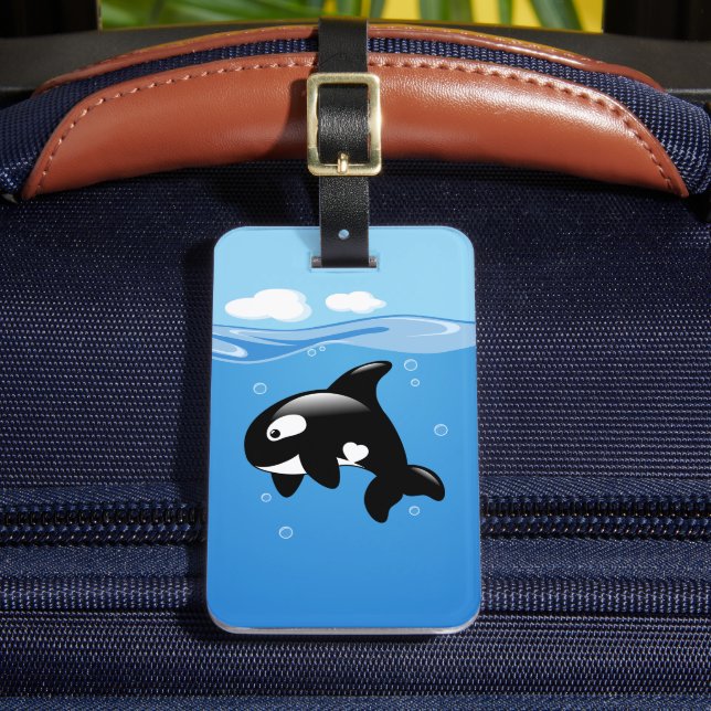 Orca Whale in Ocean Luggage Tag (Front Insitu 2)