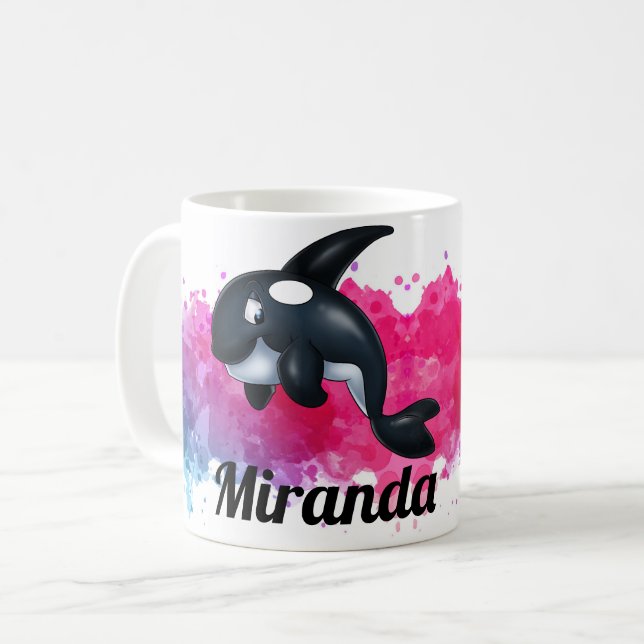 Orca Whale Pink Splatter Mug (Front Left)