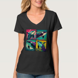 Orca Whale Pop Illustration Colorful Animal Women T-Shirt