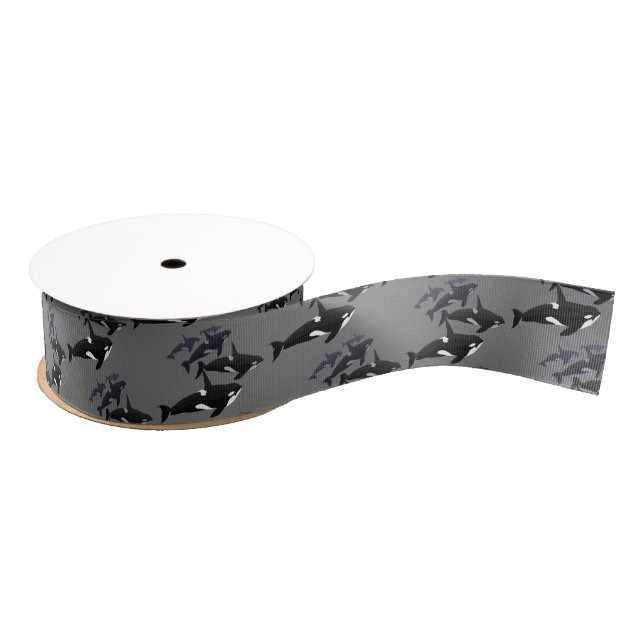 Orca Whale Ribbon Paper Custom Killer Whale Ribbon Grosgrain Ribbon (Spool)