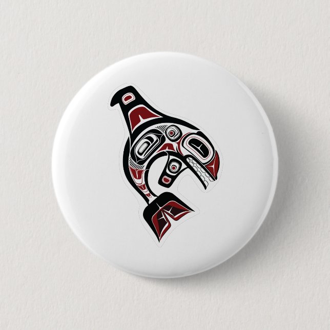 Orca Whale Salish design Pacific Northwest native 6 Cm Round Badge (Front)