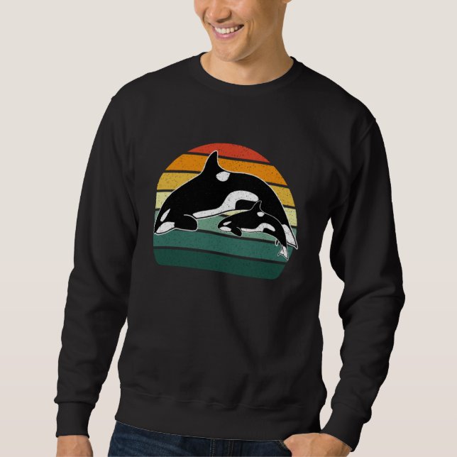 Orca Whale Sea Retro Animal Sweatshirt (Front)