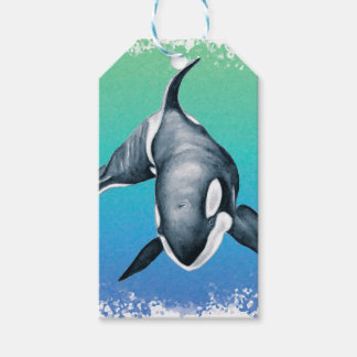 Orca Whale Teal crystal Gift Tags