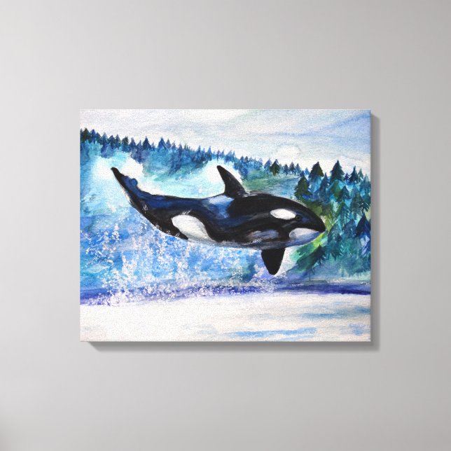 Orca whale watercolor Canvas Print (Front)