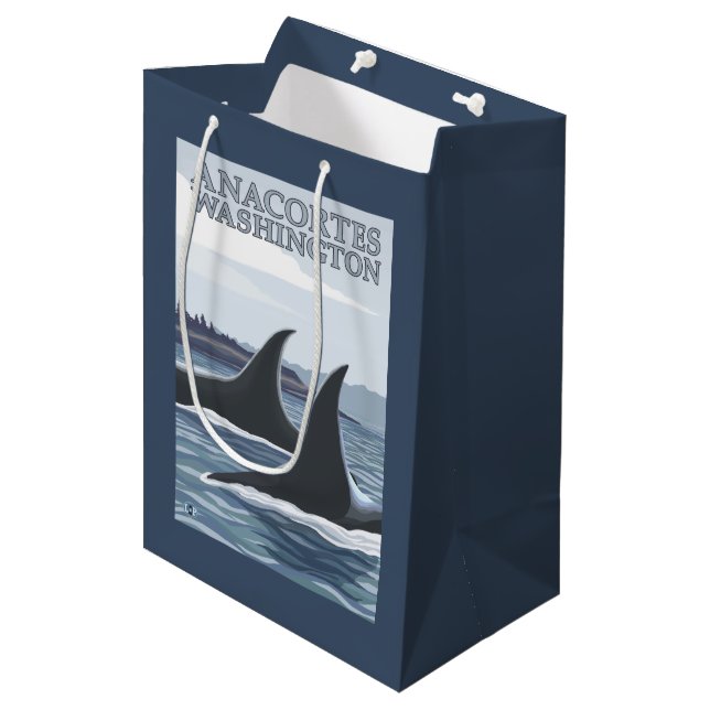 Orca Whales #1 - Anacortes, Washington Medium Gift Bag (Front Angled)