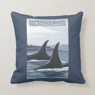 Orca Whales #1 - Bainbridge Island, Washington Cushion