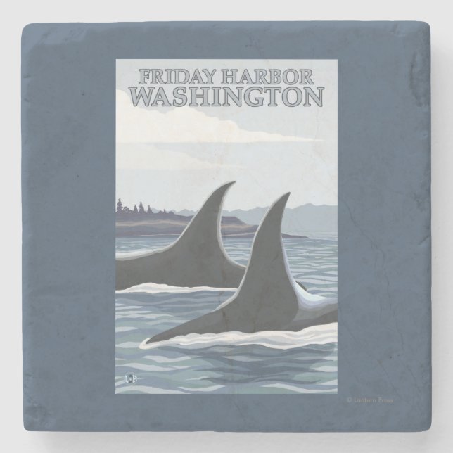 Orca Whales #1 - Friday Harbour, Washington Stone Coaster (Front)