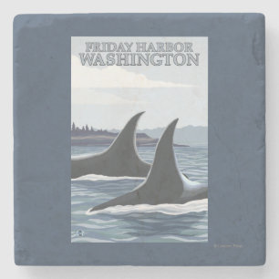 Orca Whales #1 - Friday Harbour, Washington Stone Coaster