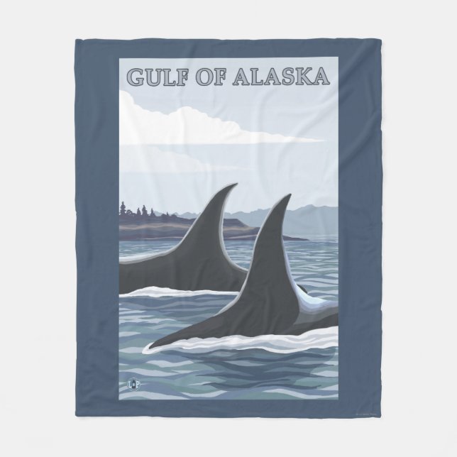 Orca Whales #1 - Gulf of Alaska Fleece Blanket (Front)