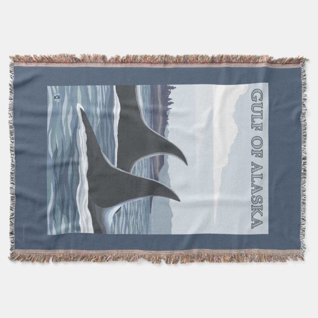 Orca Whales #1 - Gulf of Alaska Throw Blanket (Front)