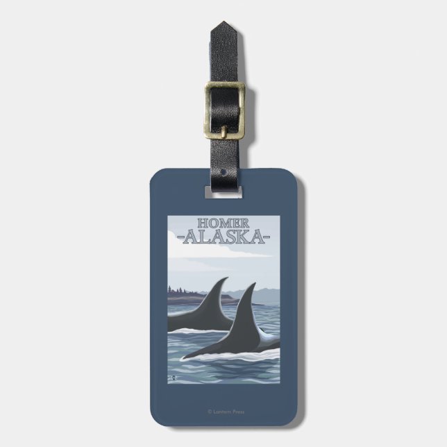 Orca Whales #1 - Homer, Alaska Luggage Tag (Front Vertical)