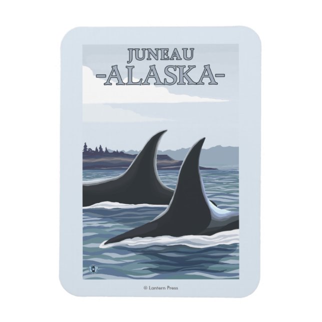 Orca Whales #1 - Juneau, Alaska Magnet (Vertical)