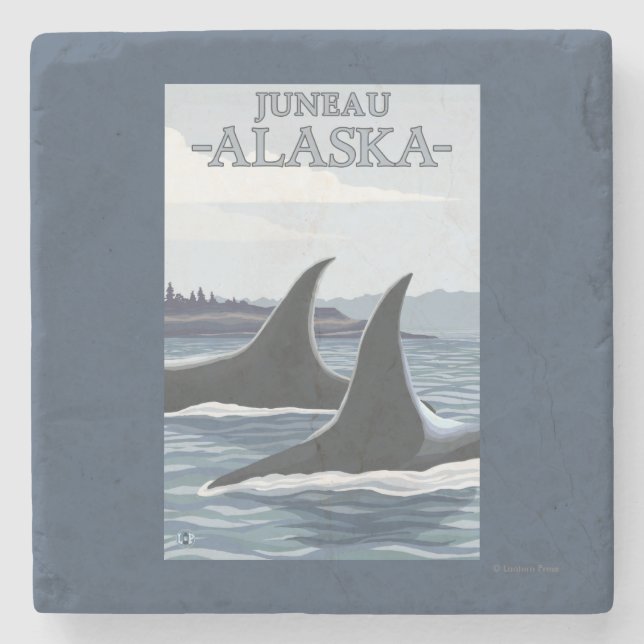 Orca Whales #1 - Juneau, Alaska Stone Coaster (Front)