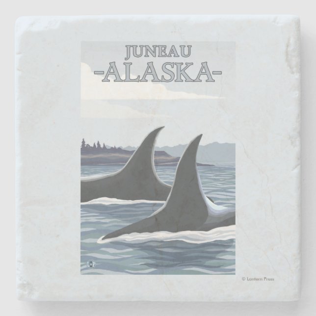Orca Whales #1 - Juneau, Alaska Stone Coaster (Front)