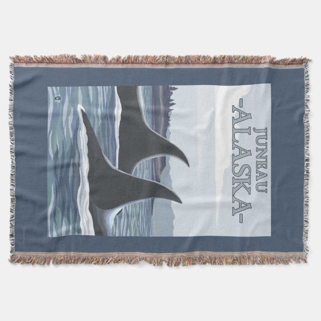 Orca Whales #1 - Juneau, Alaska Throw Blanket (Front)