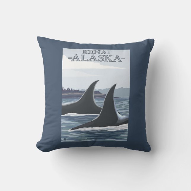 Orca Whales #1 - Kenai, Alaska Cushion (Front)