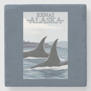 Orca Whales #1 - Kenai, Alaska Stone Coaster