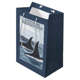 Orca Whales #1 - Lopez, Washington Medium Gift Bag