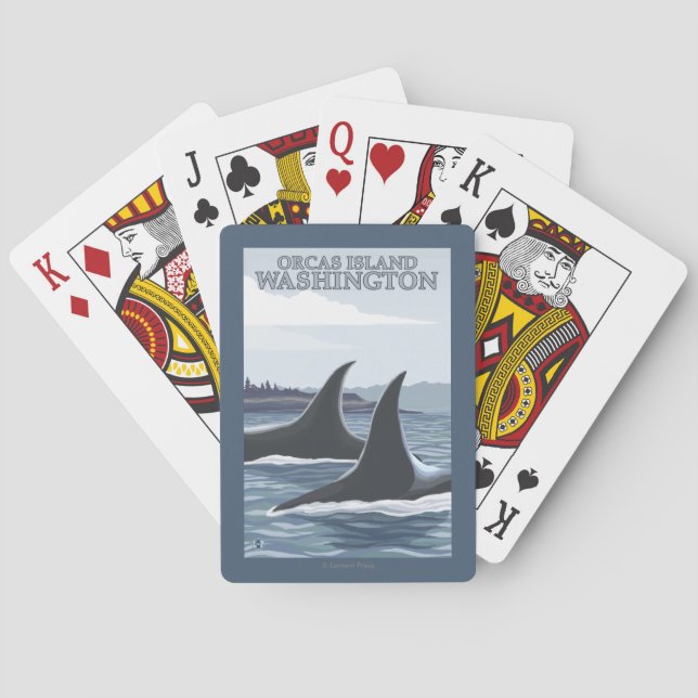 Orca Whales #1 - Orcas Island, Washington Playing Cards (Back)