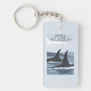 Orca Whales #1 - Sitka, Alaska Key Ring