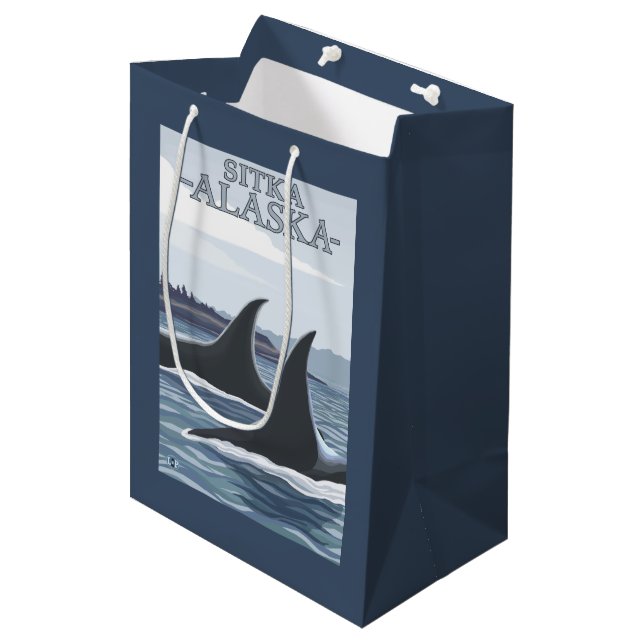 Orca Whales #1 - Sitka, Alaska Medium Gift Bag (Front Angled)
