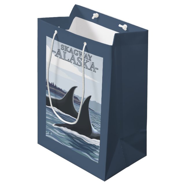 Orca Whales #1 - Skagway, Alaska Medium Gift Bag (Front Angled)