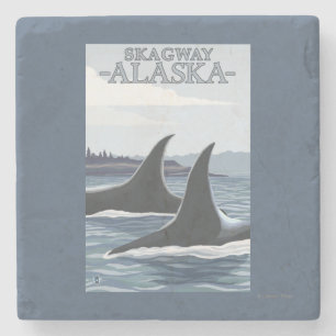 Orca Whales #1 - Skagway, Alaska Stone Coaster