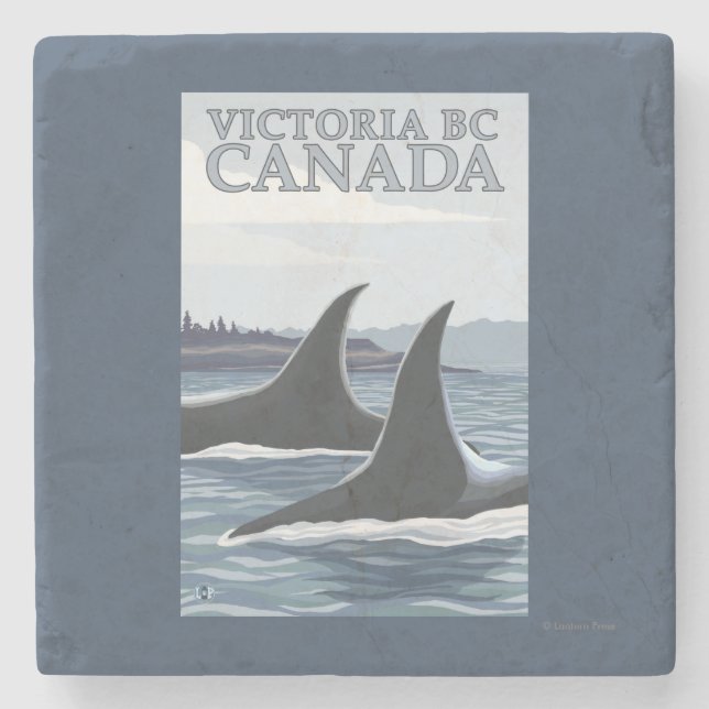 Orca Whales #1 - Victoria, BC Canada Stone Coaster (Front)