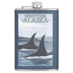 Orca Whales #1 - Whittier, Alaska Hip Flask