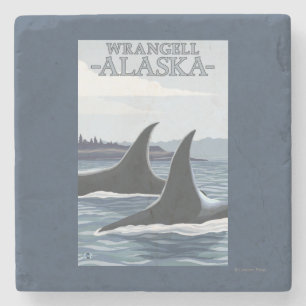 Orca Whales #1 - Wrangell, Alaska Stone Coaster